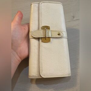 Louis Vuitton Cream Wallet with Gold Accent 8"x4"